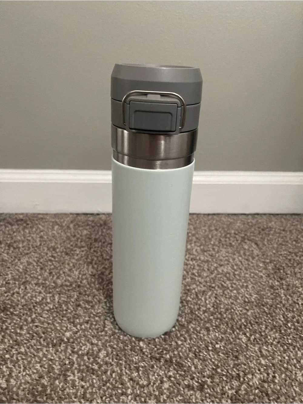 Stanley Light Blue Bottle with Gray Lid - Insulated Travel Bottle